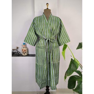 Boho Style Lightweight Cotton <b>Kimono</b> Indian Handprinted Floral Print Pattern Luxury Summer <b>Beach</b> House Cover Swimsuit Cover Ups - Product Image 4