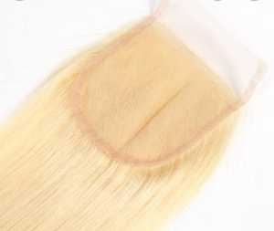 Trame de cheveux humains indiens vierges Remy avec fermeture en dentelle HD Vague de corps douce Couleur claire naturelle Double trame blanchie chimiquement - Product Image 4