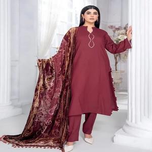 India y Pakistán Salwar kameez ropa para invierno vestidos para damas exportación calidad Zari lana tela últimos diseños - Product Image 1