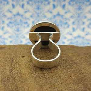 925 Sterling Silver Trendy Ring Onyx Champignon Conception Naturel Noir Bohème Style Épais Bande De Mariage Diamant Perle Parties - Product Image 2