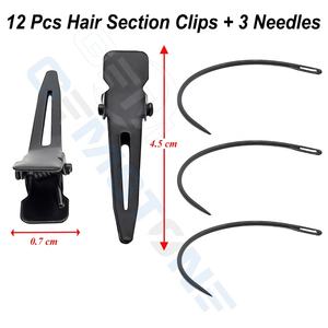 Kit d'outils professionnels en acier inoxydable pour extensions de cheveux avec pinces à micro-perles à 3 trous, aiguilles, crochets et ciseaux pour usage en salon - Product Image 5