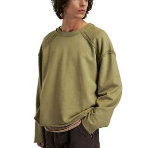 Venta al por mayor jogging hombres chándal personalizado borde crudo diseño sudaderas con capucha sudadera casual fit cuello redondo oversize unisex sudaderas - Product Image 1