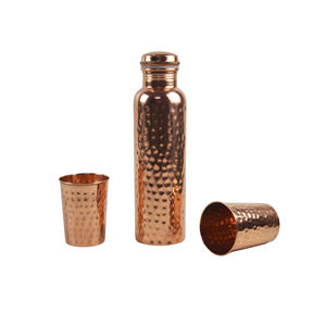 Drinking Water Yoga Copper <b>Bottle</b> <b>With</b> <b>Glass</b> Unique Style Etching Designer Metal Copper Water <b>Bottle</b> <b>With</b> Advance Leak Proof <b>Lid</b> - Product Image 1