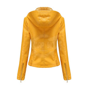 Chaqueta de cuero para mujer superventas último estilo con cuello levantado chaqueta de cuero de punto transpirable al por mayor - Product Image 2