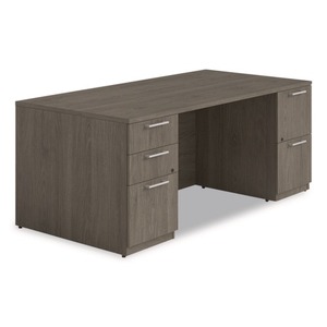 Alera AE1NZK-UF3672FF Seville Series Double Pedestal Desk 72 In. <b>X</b> <b>36</b> In. <b>X</b> 29 In. Walnut-a Durable Computer Desk - Product Image 4