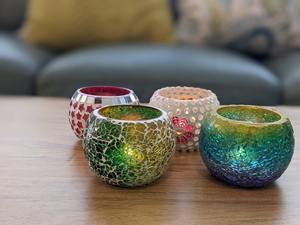 Portavelas de Cera de Abeja Modernos al por Mayor, Diseño de Mosaico Multicolor para Decoración Navideña del Hogar, Venta al por Mayor - Product Image 2