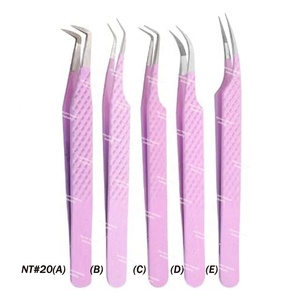 Pinzas para pestañas con punta plateada de color personalizado con etiqueta privada Pinzas para extensiones de pestañas Pinzas para pestañas con agarre de fibra - Product Image 5