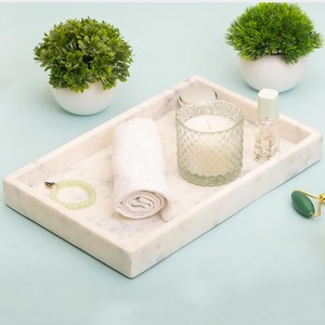Luxury <b>White</b> Marble Serving Tray Elegant Natural Stone Customized Size Modern Design Perfect for Hotel & Restaurant Supplies - Product Image 2