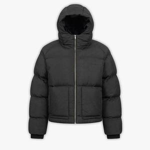 Nuevas chaquetas acolchadas negras para hombre con cuello levantado, ropa informal suelta con capucha, cremallera completa, lona de algodón de invierno - Product Image 3