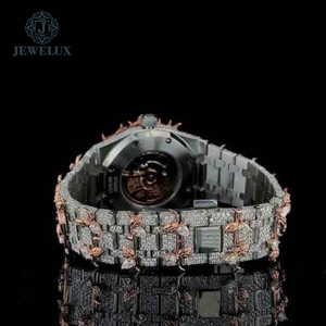 Reloj Clásico de Lujo con Incrustaciones de Diamantes Moissanite VVS en Oro Rosa de Alta Calidad, con Estilo Hip Hop y Pantalla Analógica - Product Image 4