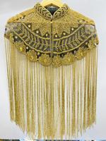 Poncho pour adulte Kushang Textile en soie, acrylique, cachemire, dentelle, perles, broderie de cristaux, tissu organza antistatique, à franges faites à la main, ODM