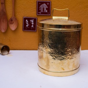 Brass Made Hammered Polished Food <b>Safe</b> Dishwasher <b>Safe</b> Leak-Proof Container for Kitchen Spice & Storage Box Home Camping Use - Product Image 4