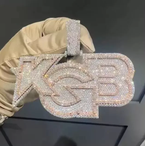 Colgante de Plata de Ley 925 con Diamante de Corte Clásico de Lujo de 5 Quilates, Certificado IGI, Engaste de Garra, Personalizado con 3 Letras, para Hombre, para Boda - Product Image 2