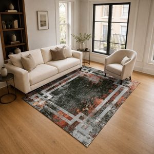 RUGS DEPOT LXDP-0890 Wholesale Terracotta Gold Designer Pattern Digital Printed Machine Washable Chenille Area Rug Non <b>Slip</b> - Product Image 2