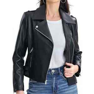 Veste en cuir pour femme de qualité supérieure au meilleur design Veste en cuir véritable noir pour femme - Product Image 2