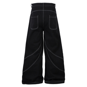 OEM Custom <b>Men's</b> Black Vintage Washed Slim Fit Coated Denim <b>Jeans</b> Mid Waist Loose High Street Fashion - Product Image 2