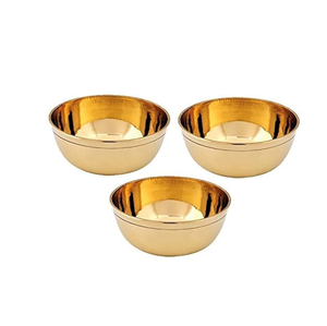 Ensemble de 2 bols de service en laiton poli de qualité supérieure, écologiques, de différentes tailles, design rond, pour fruits - Product Image 3