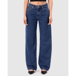 กางเกงยีนส์ทรงกระดิ่งเอวสูงสำหรับผู้หญิงกางเกงผ้าเดนิมสีม่วงระบายได้ดีมาใหม่ล่าสุดมีโลโก้ - Product Image 4