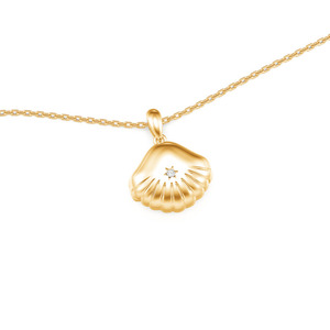 Jeulia Custom Gold Plated Seashell Photo <b>Locket</b> Necklace-Trendy Vintage Stainless Steel Jewelry with Diamond Accent - Product Image 4