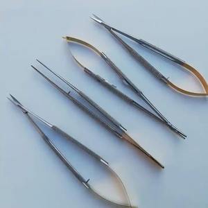Nouveau lot de 5 ciseaux de micro-chirurgie en acier inoxydable allemand porte-aiguille droit et incurvé plus pince à suture - Product Image 2
