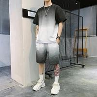 2023 ensembles jumeaux d'été sublimés Logo personnalisé casual à manches courtes col rond Patchwork chemise et ensemble court hommes 2 pièces tenues