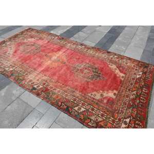 Alfombra turca de área grande tradicional rojo Beige 4.9x9.8ft 10mm lana látex abstracto Patchwork para pasillo Rectangular Roomrug nuevo - Product Image 2