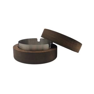 Cenicero redondo de madera para cigarros con tapa, accesorio para fumar de madera maciza hecho a mano para uso en el hogar, salón o bar - Product Image 5