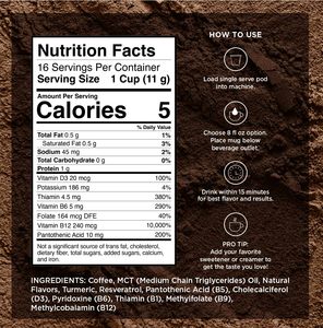 VitaCup Genius Vanilla Keto Coffee Pods w/MCT Oil, Turmeric, B Vitamins, & D3 for Energy & Focus in Single Serve Pod 16 CT - Product Image 3