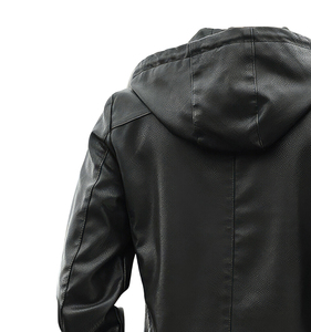 Chaqueta de piel de oveja auténtica personalizable para hombre, estilo motorista, con capucha, cordones, cremallera Retro sólida, informal, lona ligera para invierno - Product Image 3