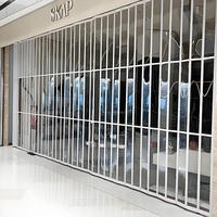 Porte pliante en polycarbonate cristal, volets accordéon en aluminium, porte de devanture transparente coulissante