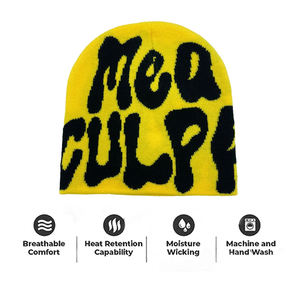 Custom Letter Jacquard Knit Breathable <b>Waterproof</b> Beanie <b>Hat</b> Warm Winter Cap Custom Logo Street Wear <b>Men</b> Women Digital Printing - Product Image 3