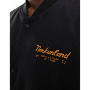 แจ็กเก็ตเบสบอลของผู้ชายสีดำปักโลโก้ได้ตามต้องการแบบคลาสสิกเสื้อคู่สีดำ - Product Image 3