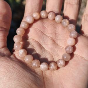 Fast Delivery Natural Orange Moonstone Adjustable Bracelet Round Beads 8mm Non-Fine Gift Beaded - Product Image 1