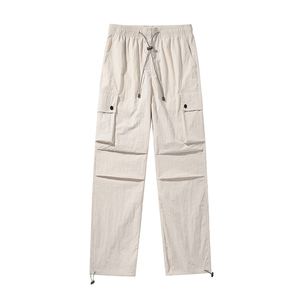 Pantalon Cargo droit décontracté pour hommes 100% polyester couleur unie salopette pantalon pour hommes multi-poches lavé 2025 - Product Image 2