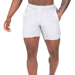 Pantalones cortos de gimnasio de LICRA de verano personalizados para hombres, pantalones cortos informales para fitness, culturismo, patrón sólido, bolsillo, venta al por mayor, ocio al aire libre, teñido liso - Product Image 5