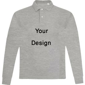 Haute qualité 100% coton hommes pour polos à manches longues bouton couleur unie avec la dernière conception d'impression Logo personnalisé - Product Image 2