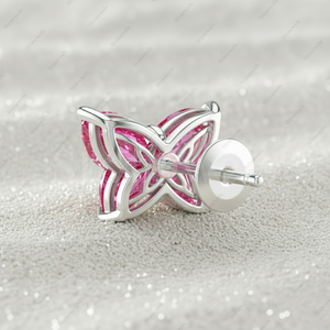 Boucles d'oreilles clous en argent sterling 925 plaqué or fin avec diamant de laboratoire rose fantaisie VVS VS de 3,0 carats certifié GIA IGI, cadeau pour lui - Product Image 3