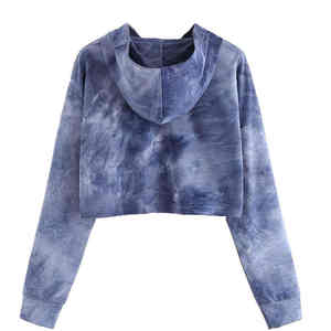 100% algodón elegante Crop Top sudaderas con capucha para mujer ropa informal con logotipo impreso personalizado invierno con capucha Jersey tela - Product Image 2