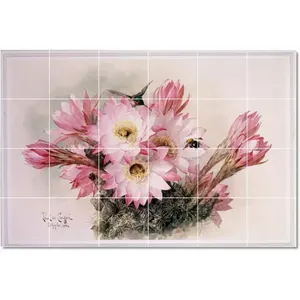 Paul De Longpre Flower Tile Mural PT22787 48X32 (24) 8x8 Murales de pared - Product Image 1