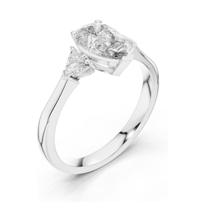 Anillo de Tres Piedras con Diamante Cultivado en Laboratorio de 1.3 CT para Mujer, Claridad VVS-VS EF, Oro de 18KT, 14KT, 10KT y Plata 925, Oro Rosa, Amarillo - Product Image 6