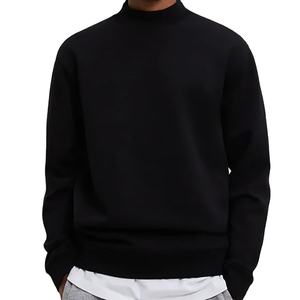 OEM Custom <b>Mock</b> Neck Blank Plain French Terry Oversized 100% Cotton Drop Shoulder Pullover Crew neck Sweatshirts - Product Image 1