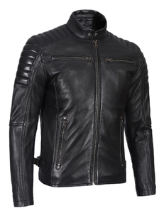 High Quality Custom 100% Genuine Leather <b>Jacket</b> with Stand Collar Winter <b>Biker</b> Style <b>Jacket</b> Breathable Inner Viscos Lining - Product Image 2