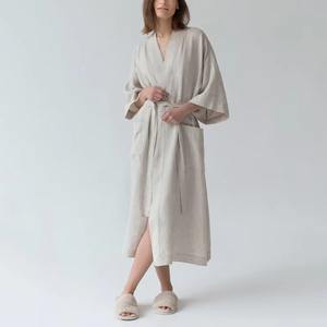 ชุดนอนผ้าฝ้ายแขนยาวสำหรับผู้หญิงชุดคลุมชุดนอนสำหรับผู้หญิงทำจากผ้าฝ้าย100% มีกระเป๋า2กระเป๋าขายส่ง OEM - Product Image 2