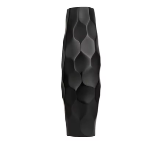 Vase à fleurs en aluminium sur pied, prix direct fabricant, finition martelée noire thermolaquée, décoration intérieure, vente en gros de vases métalliques - Product Image 1