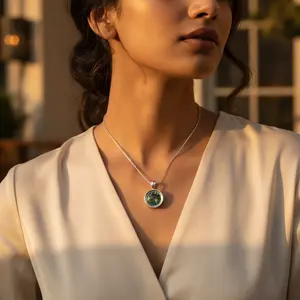 จี้เงินแท้ 925 ประดับพลอยสีเขียวอเมทิสต์ พร้อมเพชรทรงเหลี่ยมมรกต งานแฮนด์เมด ชุบทองคำสีชมพู ลายการ์ตูน สำหรับผู้หญิง สวมใส่ได้ทุกวัน - Product Image 2