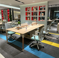 Poste de travail modulaire moderne pour bureau, table de poste de travail pour 6 personnes avec cloison de séparation
