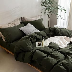 Venta caliente 100% funda de edredón de algodón lavado Lino Feel Queen King CalKing tamaños 200TC colores sólidos para boda Hotel Hospital uso - Product Image 2