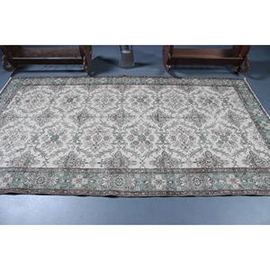 Alfombra Turca de 5.3x9.2 pies, Alfombra Vintage Grande, Alfombra Blanca con Estampado Animal - Product Image 3