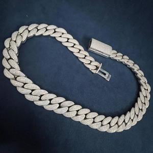 Cadena Cubana de Plata de Ley 925 de Lujo con Incrustaciones de Diamantes Moissanite VVS de Corte Brillante, Collar Hip Hop para Hombre de Alta Calidad - Product Image 2