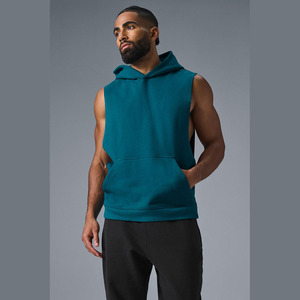 Venta al por mayor de alta calidad de los hombres de entrenamiento con capucha sin mangas 100% algodón gimnasio culturismo músculo cortado sudaderas con capucha - Product Image 1